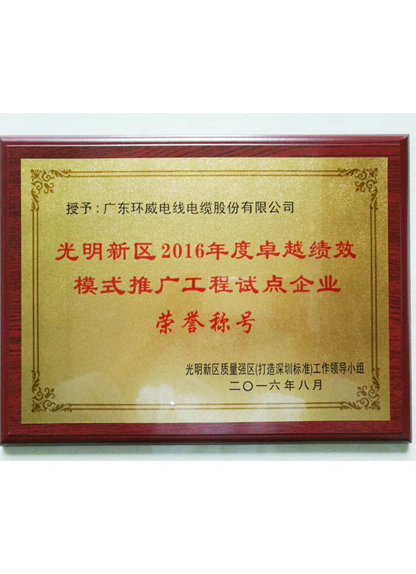 光明新区2016年度卓越绩效